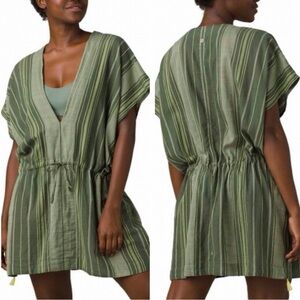 Prana marina Bay Striped V-Neck Swim Coverup with Drawstring